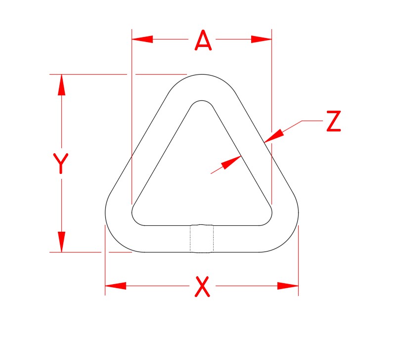 Stainless Steel Triangle Loop, S0139-T525, S0139-T650, Line Drawing